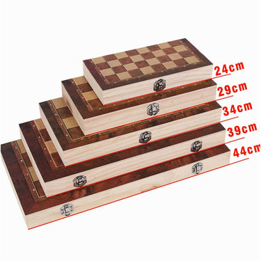 Christmas Travel Chess Set 3-in-1 Wooden Board Game With Backgammon And Checkers Foldable - Image 8