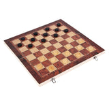 Christmas Travel Chess Set 3-in-1 Wooden Board Game With Backgammon And Checkers Foldable - Image 1