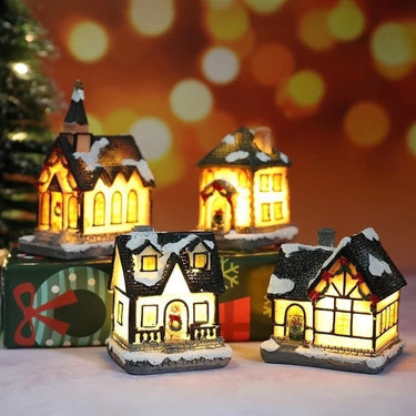 Christmas Village Decoration Set With 6 Snow-Covered Houses And Warm LED Lights - Image 3