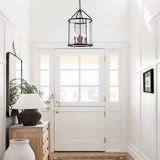 Clear Glass Cylinder Lantern Pendant Light With Metal Frame - Image 1