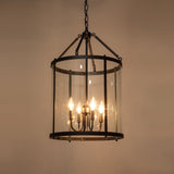 Clear Glass Cylinder Lantern Pendant Light With Metal Frame - Image 3