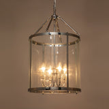 Clear Glass Cylinder Lantern Pendant Light With Metal Frame - Image 4