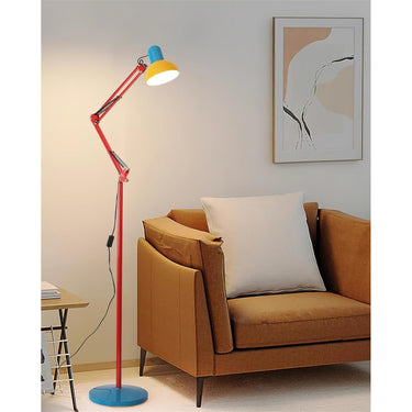 Color-Blocked Articulated Metal Floor Lamp With Foot Switch - Image 4