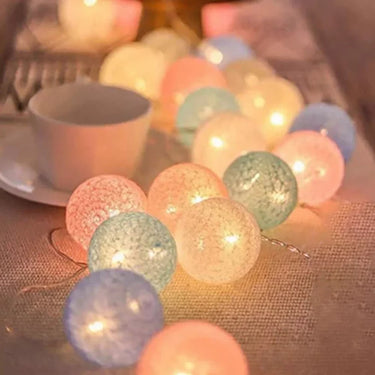 Cotton Ball String Lights With Soft LED Fairy Glow - Image 1