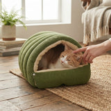 Cozy Cord Pet Cave Bed With Plush Fleece Lining For Cats And Small Dogs - Image 3