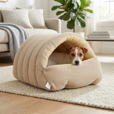 Cozy Cord Pet Cave Bed With Plush Fleece Lining For Cats And Small Dogs - Image 8