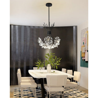 Crystal Flower Chandelier With Modern Metal Design - Image 3