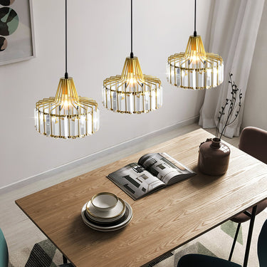 Cylindrical Cage Pendant Light With Crystal Accents - Image 10
