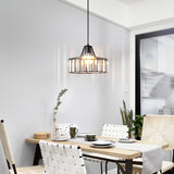 Cylindrical Cage Pendant Light With Crystal Accents - Image 5