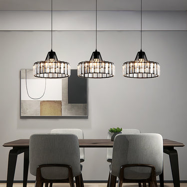 Cylindrical Cage Pendant Light With Crystal Accents - Image 7
