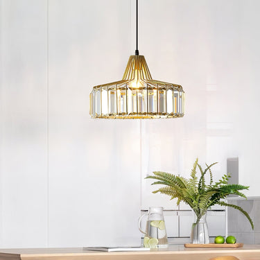 Cylindrical Cage Pendant Light With Crystal Accents - Image 8
