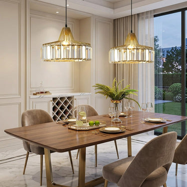 Cylindrical Cage Pendant Light With Crystal Accents - Image 9