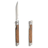 Damascus Pattern Folding Knife With Stainless Steel Blade And Wood Handle For Camping Hiking And Edc - Image 8