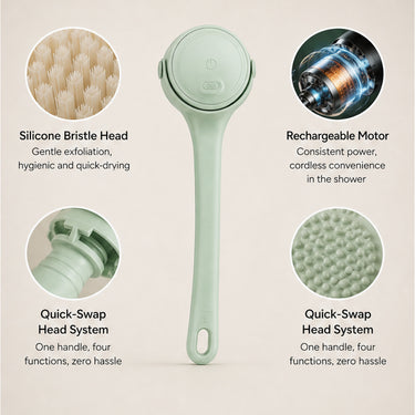 Electric Back Brush With Long Ergonomic Handle Rechargeable Motorized Shower Scrubber - Image 9