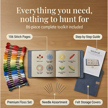 Embroidery Book Set With Step-By-Step Instructions For 106 Stitches And Removable Linen Pages - Image 9