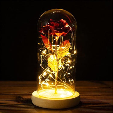 Enchanted Galaxy Rose Glass Dome Lamp With LED Fairy Lights - Image 2