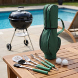 Father's Day Golf Themed Bbq Tool Set 7-Piece Stainless Steel Grilling Accessories With Non-Slip Rubber Grips - Image 2