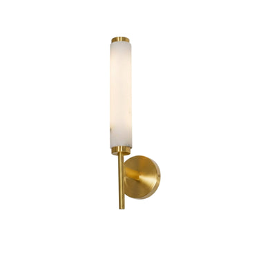 Faux Alabaster Metal Wall Light With Brushed Brass Finish - Image 1