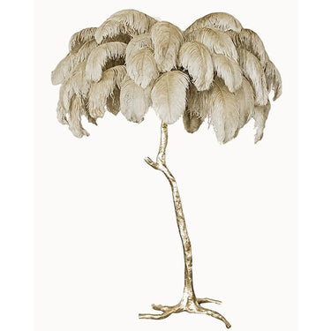 Feather Palm Tree Floor Lamp With Branch-Like Base - Image 1