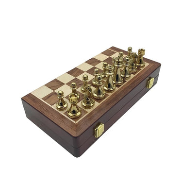 Folding Chess Board Set With Zinc Alloy And Wood Pieces - Image 2