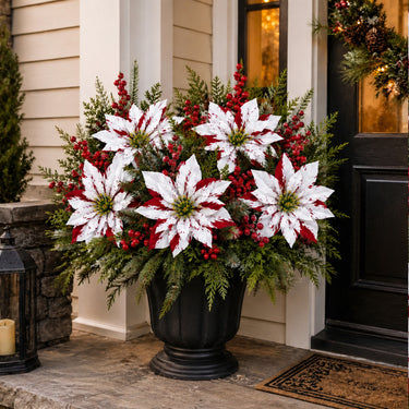 Frostpetal Christmas Poinsettia Stem Insert For Urns & Planters - Image 3