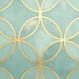 Geometric Mural Wallpaper With Art Deco Gold Circles On Mint Green - Image 2