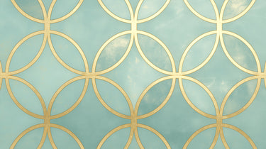 Geometric Mural Wallpaper With Art Deco Gold Circles On Mint Green - Image 2