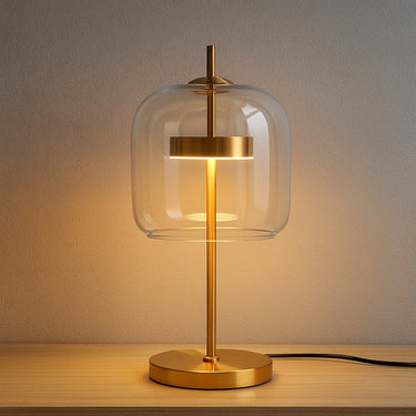 Glass Dome Table Lamp With Gold Iron Base - Image 3