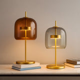 Glass Dome Table Lamp With Gold Iron Base - Image 5