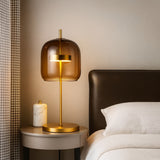 Glass Dome Table Lamp With Gold Iron Base - Image 6