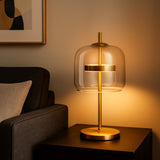 Glass Dome Table Lamp With Gold Iron Base - Image 7