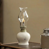 Hand-Painted Ceramic Oil Lantern With Glass Chimney - Image 2