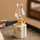 Hand-Painted Ceramic Oil Lantern With Glass Chimney - Image 4