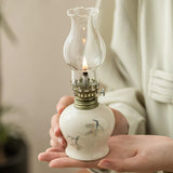 Hand-Painted Ceramic Oil Lantern With Glass Chimney - Image 8