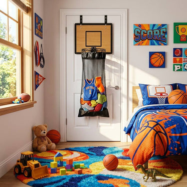 Hanging Storage Organizer With Basketball Hoop Design For Kids Laundry And Toys - Image 4