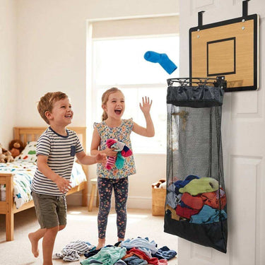 Hanging Storage Organizer With Basketball Hoop Design For Kids Laundry And Toys - Image 5