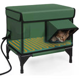 Heated Outdoor Cat House With Insulated Fabric And Sunshade Canopy - Image 1