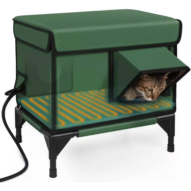 Heated Outdoor Cat House With Insulated Fabric And Sunshade Canopy - Image 1