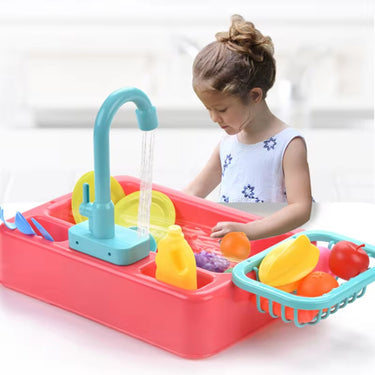 Interactive Educational Play Sink With Flowing Water Tap And Food Accessories - Image 1