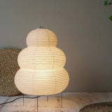 Japanese Style Floor Lamp With Ribbed Paper Shade - Image 1