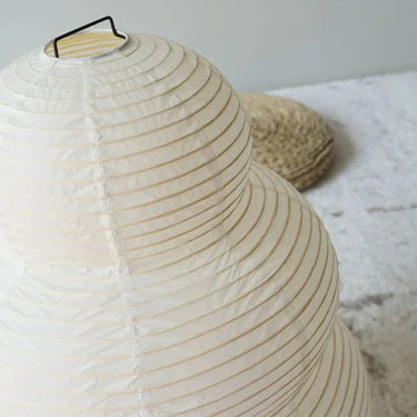 Japanese Style Floor Lamp With Ribbed Paper Shade - Image 5