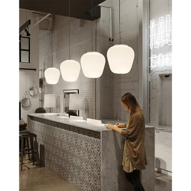 Lantern Pendant Light With Ridged Glass Shade - Image 2