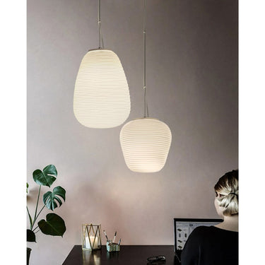Lantern Pendant Light With Ridged Glass Shade - Image 8