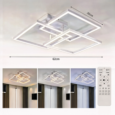 Layered Square Ceiling Light With Remote Control And Dimmable LED - Image 3