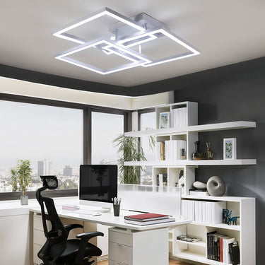 Layered Square Ceiling Light With Remote Control And Dimmable LED - Image 7