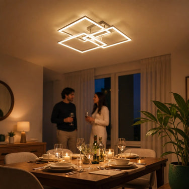Layered Square Ceiling Light With Remote Control And Dimmable LED - Image 8