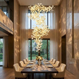 Luxury Gold Spiral Staircase Chandelier With Ceramic Petal Shades - Image 3