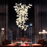 Luxury Gold Spiral Staircase Chandelier With Ceramic Petal Shades - Image 7