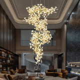 Luxury Gold Spiral Staircase Chandelier With Ceramic Petal Shades - Image 2