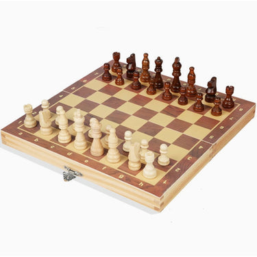 Magnetic Folding Chess Board Solid Wood Portable Chess Set With Checkers - Image 6